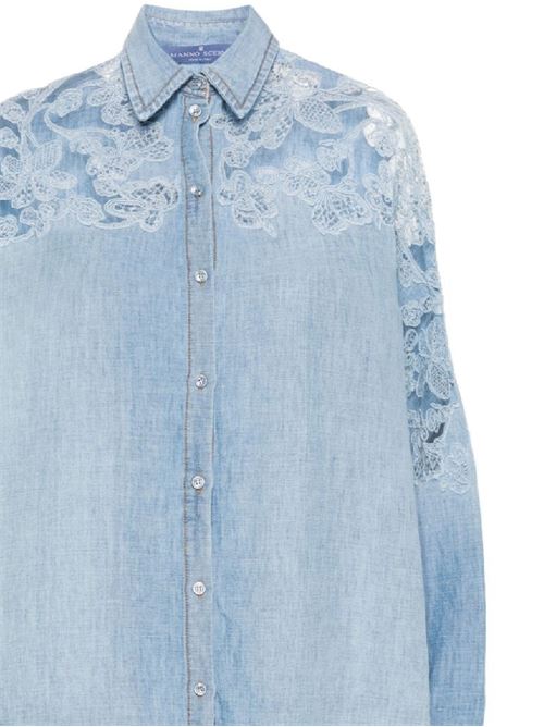 Powder blue cotton-linen shirt Ermanno Scervino | D442K366GFB94037